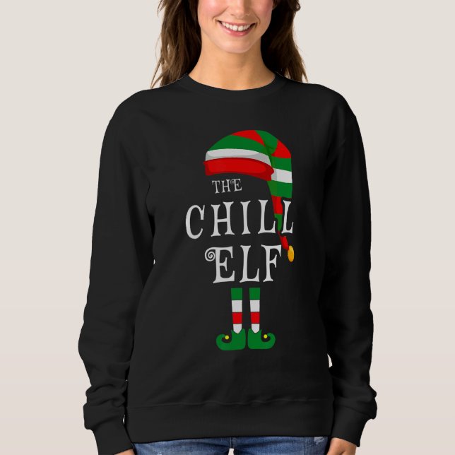 Moletom Grupo de pijamas de Natal da Família Chill Elf (Frente)