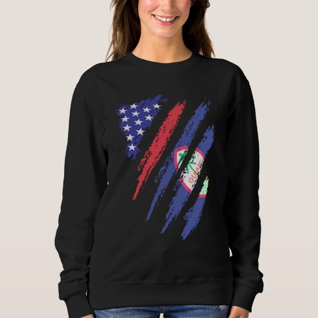 Moletom Guamanian American Patriot Grown Heart Flag Stripe (Frente)