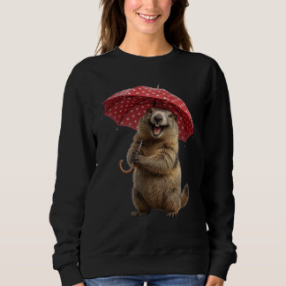 Moletom Guarda-chuva de bolinhas vermelhas de marmota huma