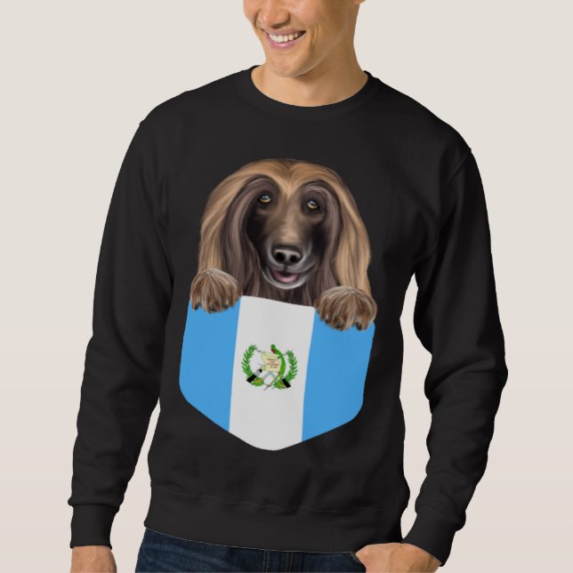 Moletom Guatemala Flag Afghan Hound Dog In Pocket (Frente)