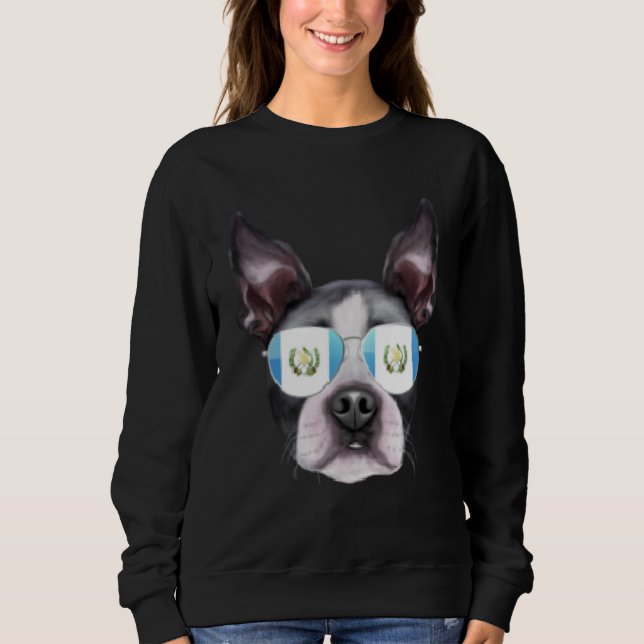 Moletom Guatemala Flag Boston Terrier Dog Guatemala Pocket (Frente)