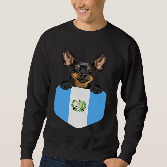 Moletom Guatemala Flag Miniature Pinscher Dog In Pocket (Frente)