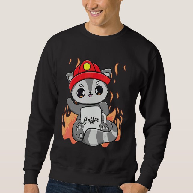 Moletom Guaxinim Bebe Café Com Cafeína Para Bombeiro (Frente)