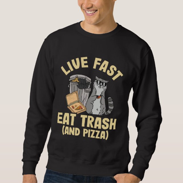 Moletom Guaxinim Come Rápido e Come Lixo e Pizza (Frente)