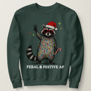 Moletom Guaxinim Feroz e Festivo AF Roupa de Natal Feia Em
