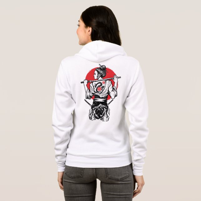 Moletom Guerreira Samurai Feminina – Tatuagem de Rosa de D (Parte Traseira Completa)