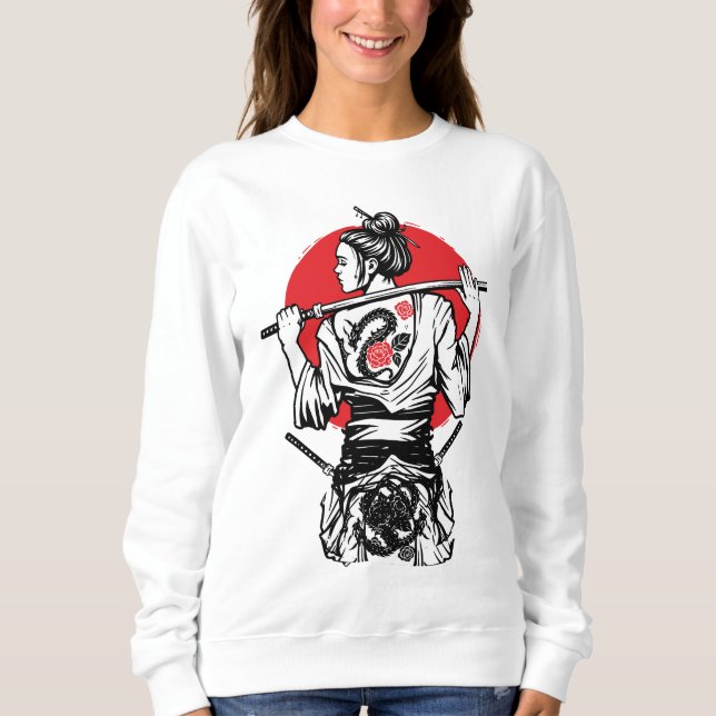 Moletom Guerreira Samurai Feminina – Tatuagem de Rosa do D (Frente)