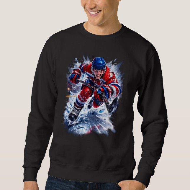 Moletom Guerreiro de Hóquei Vermelho Branco e Azul Explosã (Frente)
