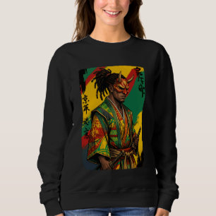 Moletom Guerreiro Samurai Afro Americano Katana Anime Japo