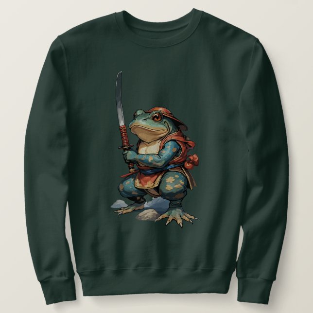 Moletom Guerreiro Sapo Samurai com Katana (Frente do Design)