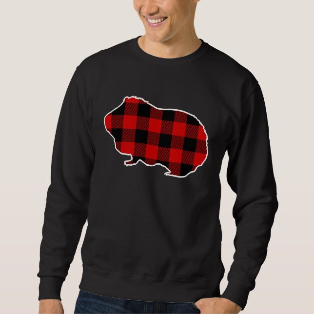 Moletom Guinea Pig Red Buffalo Plaid Cavy Matching PJ Fami (Frente)