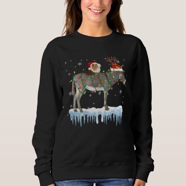 Moletom Guinea Pig Riding Donkey Reindeer Santa Christmas  (Frente)