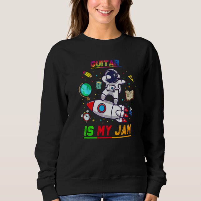 Moletom Guitar É Meu Jam Astronauta De Volta à Escola Expl (Frente)