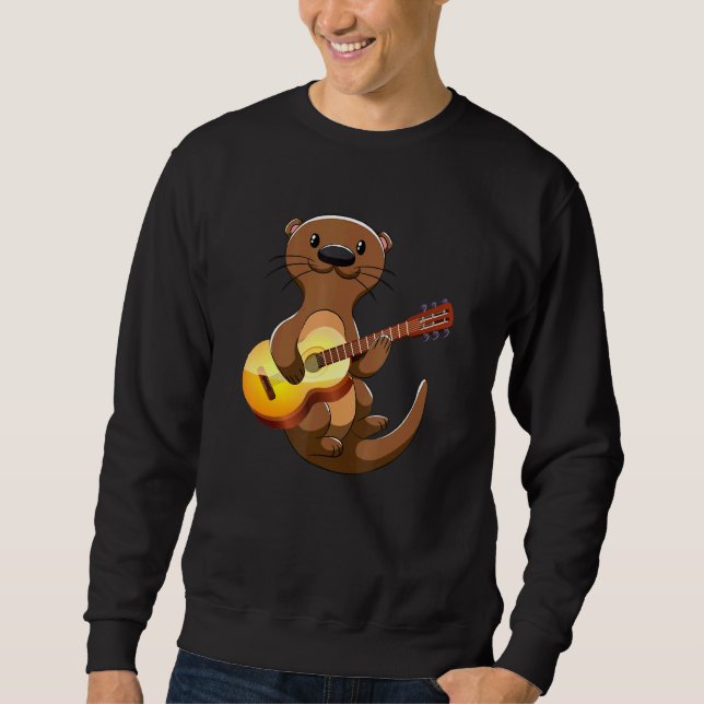 Moletom Guitar Otter Animal Kids Guitaristas Brinquedos de (Frente)