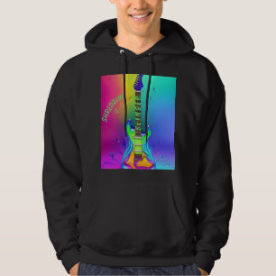 Moletom Guitarra Neon Personalizada, Capuz Boho Psicodélic