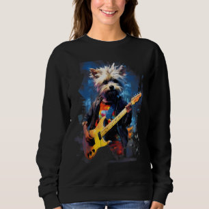 Moletom Guitarrista Canino Morkie de Guitarra de Rock