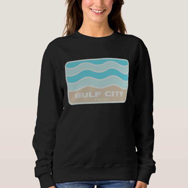 Moletom Gulf City Florida Retro FL Waves Beach Souvenir (Frente)