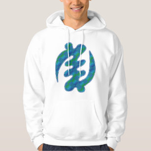 Moletom Gye Nyame Adinkra - Símbolo Verde Azul - Branco