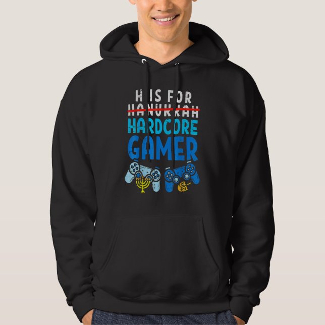 Moletom H Is For Hanukkah Gamer  Video Gaming Boys Men Gir (Frente)