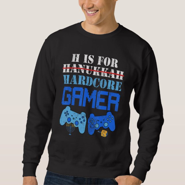 Moletom H Is For Hanukkah Gamer  Video Gaming Boys Men Gir (Frente)