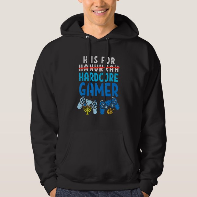 Moletom H Is For Hanukkah Gamer Video Gaming Boys Men Paja (Frente)