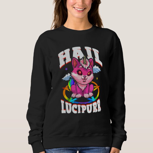 Moletom Hail Lucipurr Cat Rainbow Unicorn Kitty Satanic (Frente)