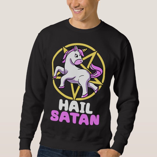 Moletom Hail Satan Unicorn Satan Demon Devil Gothic Hell P (Frente)