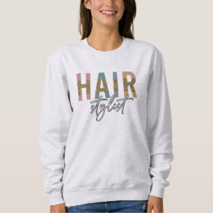 Moletom Hair Stylist Cheetah Typografia Hairdresser Gift