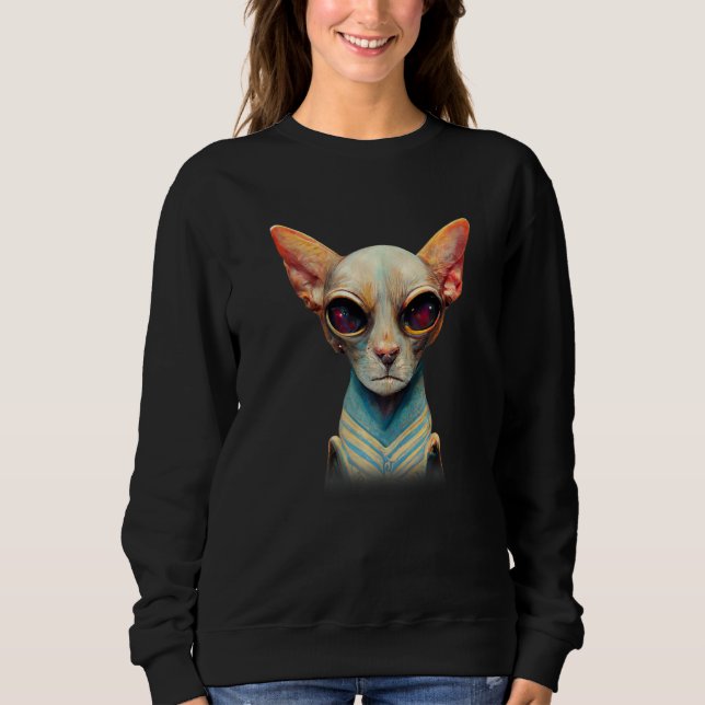Moletom Hairless Sphynx Cat Alien UFO Portrait  1 (Frente)