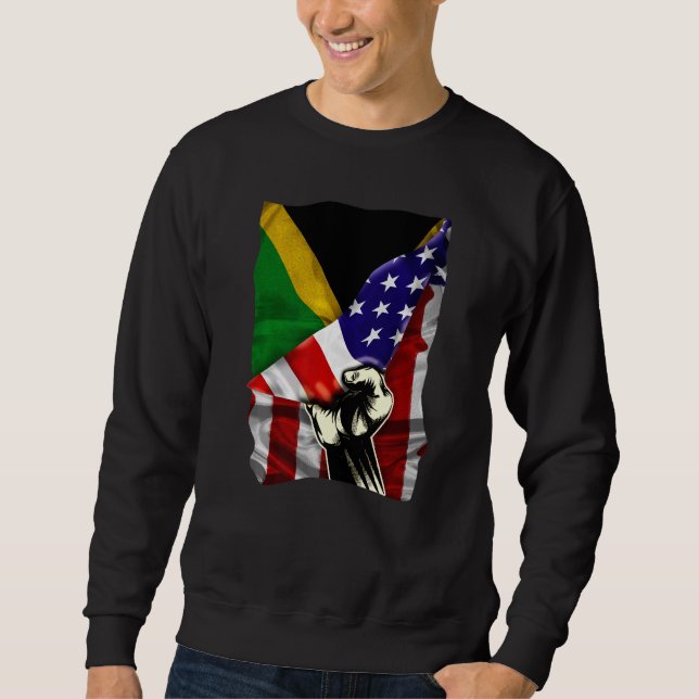 Moletom Half American Flag Jamaican ROOTS USA Flag Jamaica (Frente)
