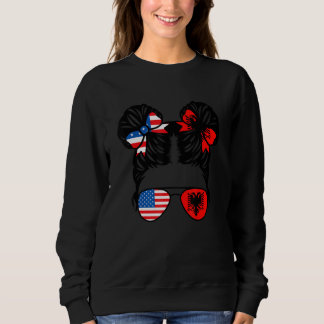 Moletom Half American Half Albanian Girl USA Albania Flag 