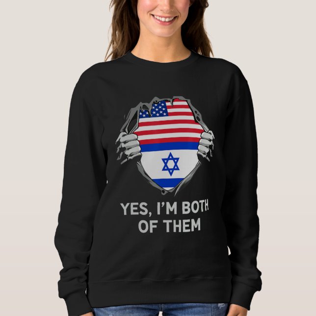 Moletom Half American Half Israeli USA Israel Flag Mens Wo (Frente)