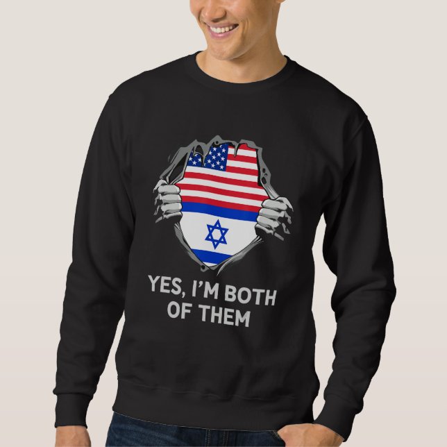Moletom Half American Half Israeli USA Israel Flag Mens Wo (Frente)