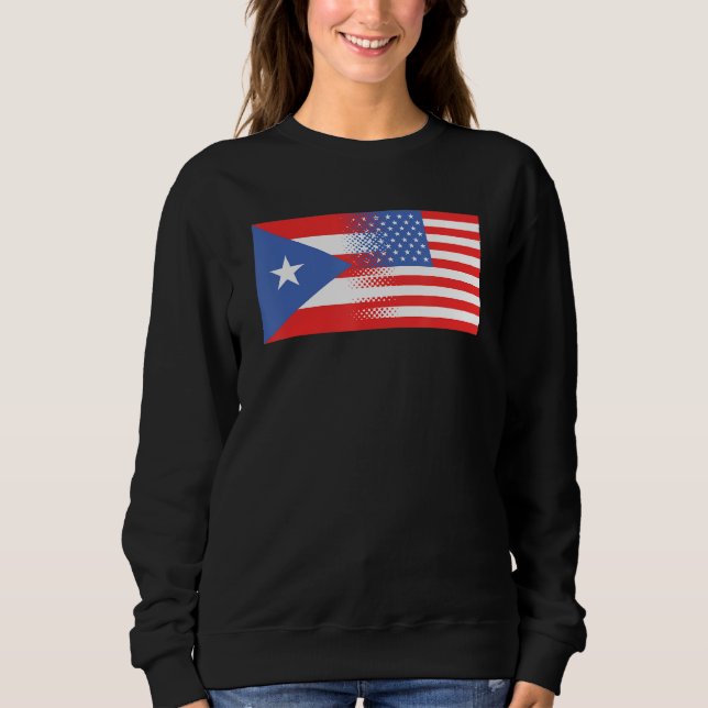 Moletom Half Puerto Rican Half American Flag Puerto Rico U (Frente)