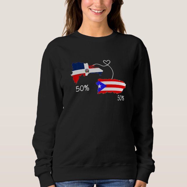 Moletom Half Puerto Rican Half Dominican Flag Map Combined (Frente)