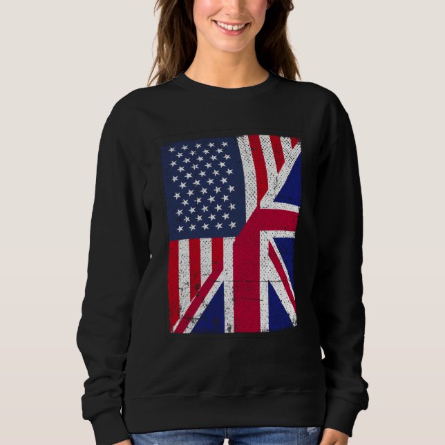 Moletom Half USA Flag Half Great Britain Flag American Bri (Frente)