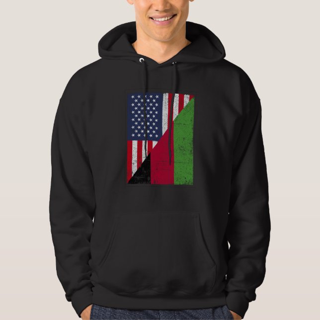 Moletom Half USA Flag Half Malawi Flag American Malawian (Frente)
