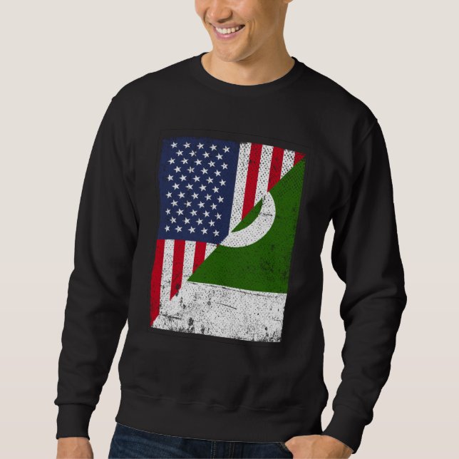 Moletom Half USA Flag Half Pakistan Flag American Pakistan (Frente)