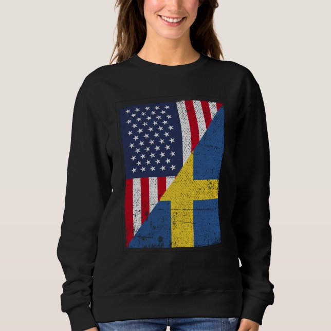 Moletom Half USA Flag Half Sweden Flag American Swedish (Frente)