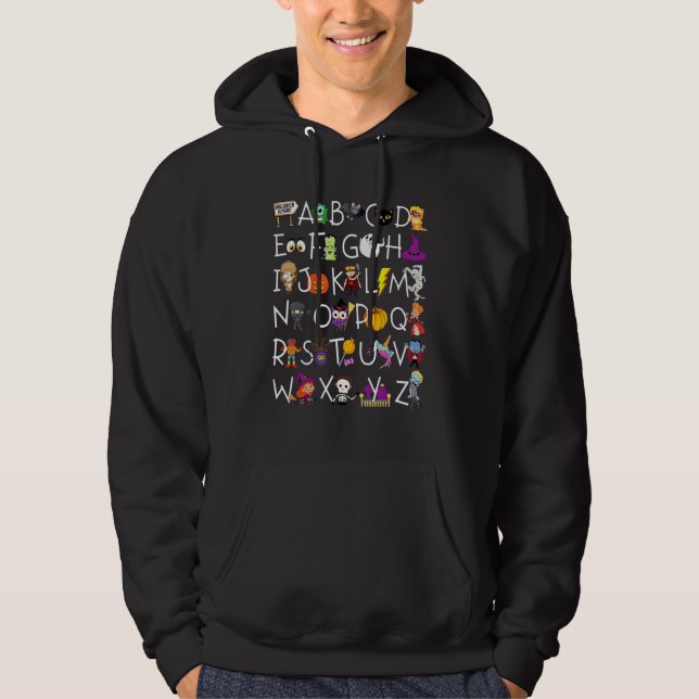 Moletom Halloween Alphabet ABCs Learning Kindergarten Teac (Frente)