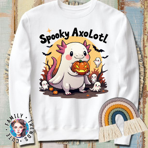 Moletom Halloween Axolotl dá presentes esqueleto bonito no