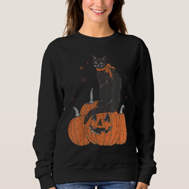 Moletom Halloween Black Cat On Pumpkin Halloween Costume (Frente)