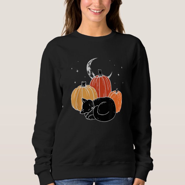 Moletom Halloween  Black Cat Pumpkin Nap (Frente)