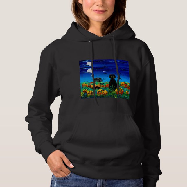 Moletom Halloween Black Cat Pumpkins Hoodie (Frente)