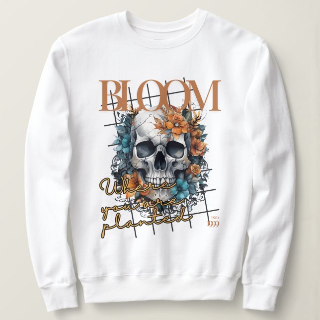 Moletom Halloween Bloom Skull (Frente do Design)