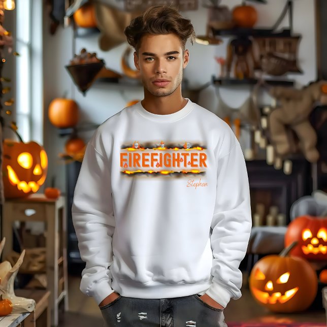 Moletom Halloween bombeiro hoodie com nome (Criador carregado)