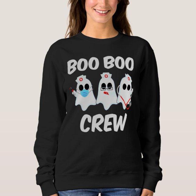 Moletom Halloween Boo Boo Crew Ghost Nurse Costume Rn Nurs (Frente)