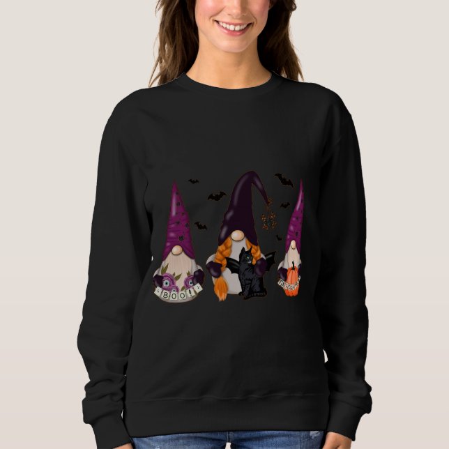 Moletom Halloween Boo Witch Gnomos Autumn Bat Pumpkins Bla (Frente)