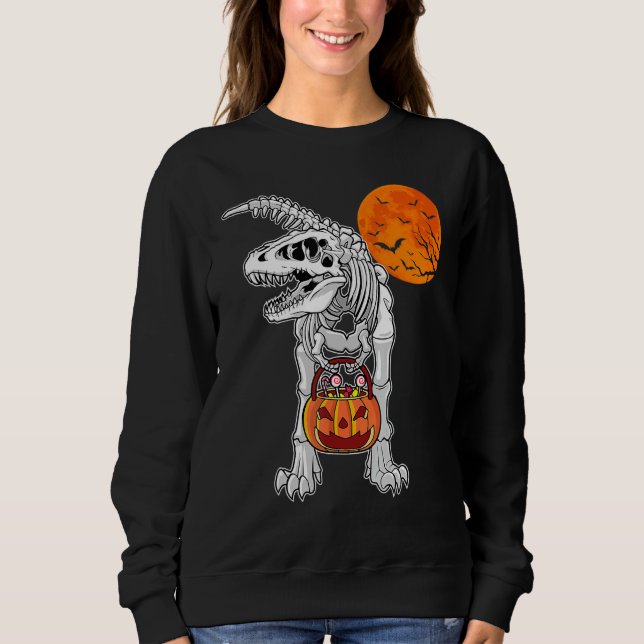 Moletom Halloween Boys Dinosaur Skeleton Rex Scary Pumpkin (Frente)