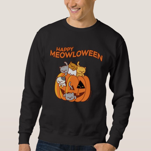 Moletom Halloween Cat  HAPPY MEOWLOWEEN  Jack O Lantern  P (Frente)